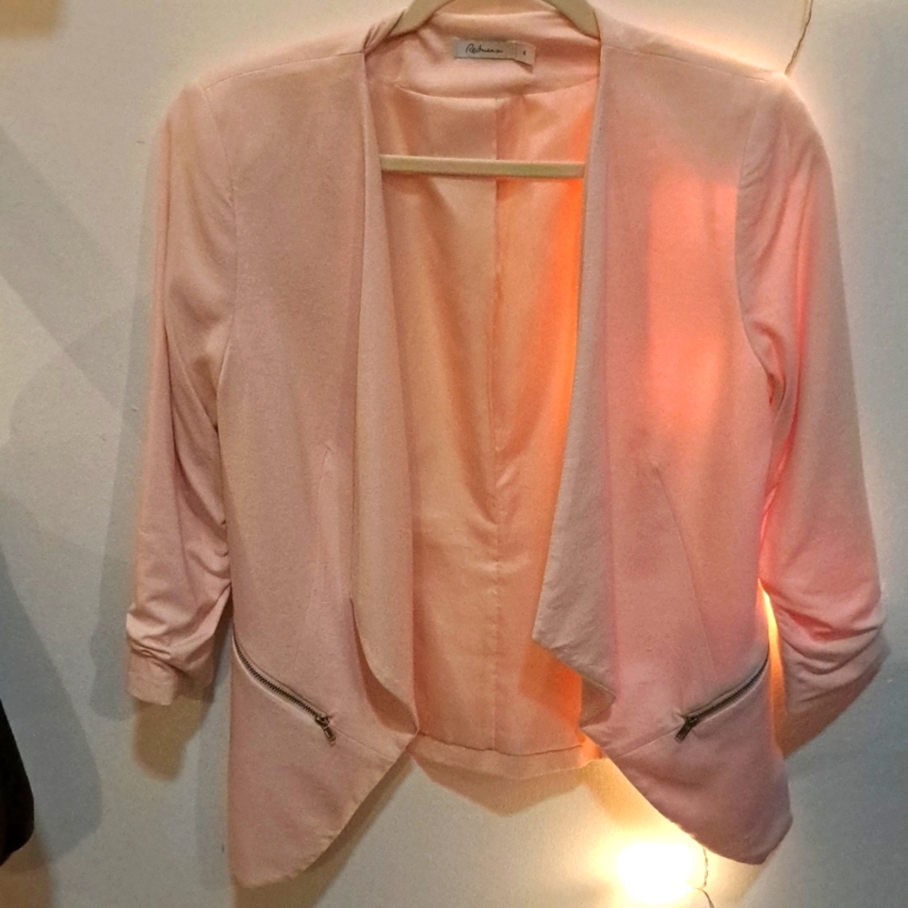 Reitmans Pink Blazer With Rouched Sleeves And Lined  💕